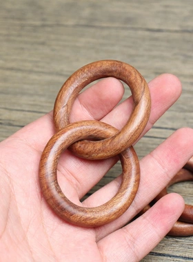 雷击枣木乾坤圈阴阳环手镯吊坠挂件30mm一体无拼接纯手工打磨精雕