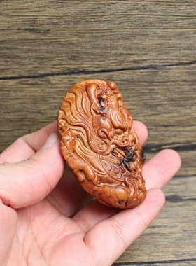 雷击枣木龙挂件手把件把玩男士挂件实木雕刻木雕文玩老料