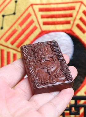 雷击枣木貔貅饕餮挂件吊坠道家法器随身配饰老料深色精雕手工打磨