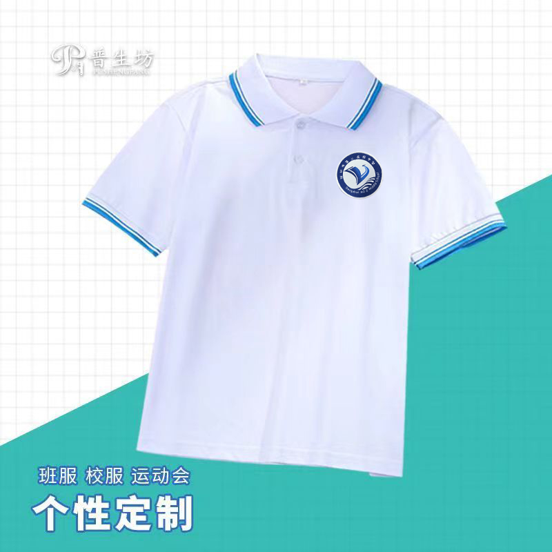 河南邓州第二高级中学生校服男女学院风毕业班服polo衫T恤短袖-图1