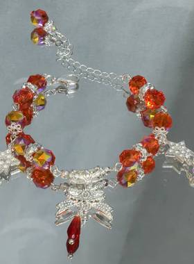 琉璃仿水晶单圈新中式流苏手链