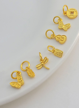 24K包越南沙金保色蝴蝶钱币蜻蜓葫芦吊坠diy手工项链手链吊饰配件