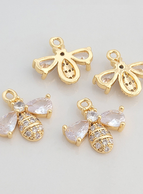 镶嵌锆石蜜蜂吊坠材料配件