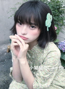 小猫纪元Cat Era•轻亚原创设计发夹四叶草“期待幸运降临”边夹