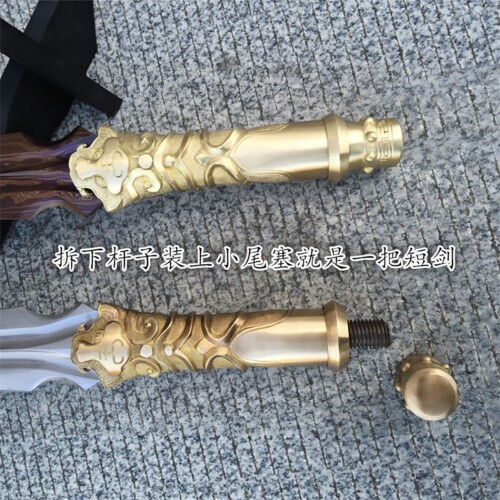 华字号刀剑霸王枪赵云长枪头手工锻打户外实用兵器武术红缨未开刃 - 图1