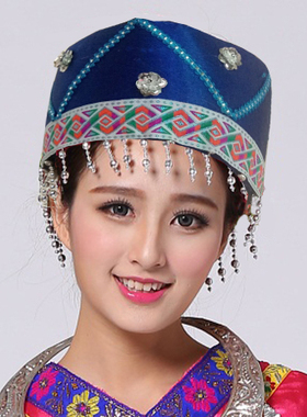 新款苗族彝族土家族壮族侗族少数民族舞蹈演出帽子儿童头饰成人女