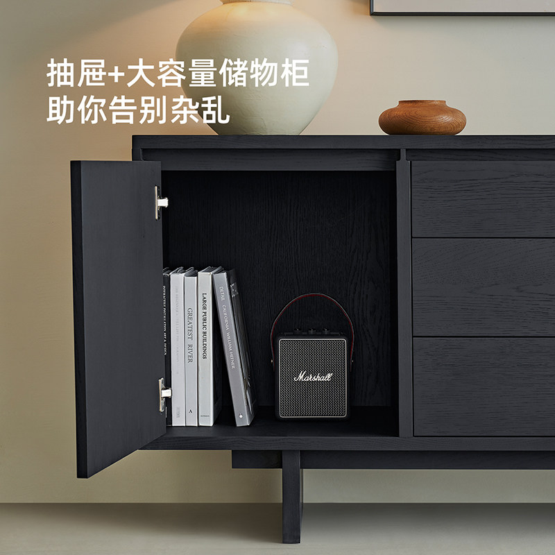 中古风实木餐边柜靠墙客厅家用装饰储物柜现代简约橡木入户玄关柜,淘宝优惠券,粉丝福利购,淘宝优惠卷