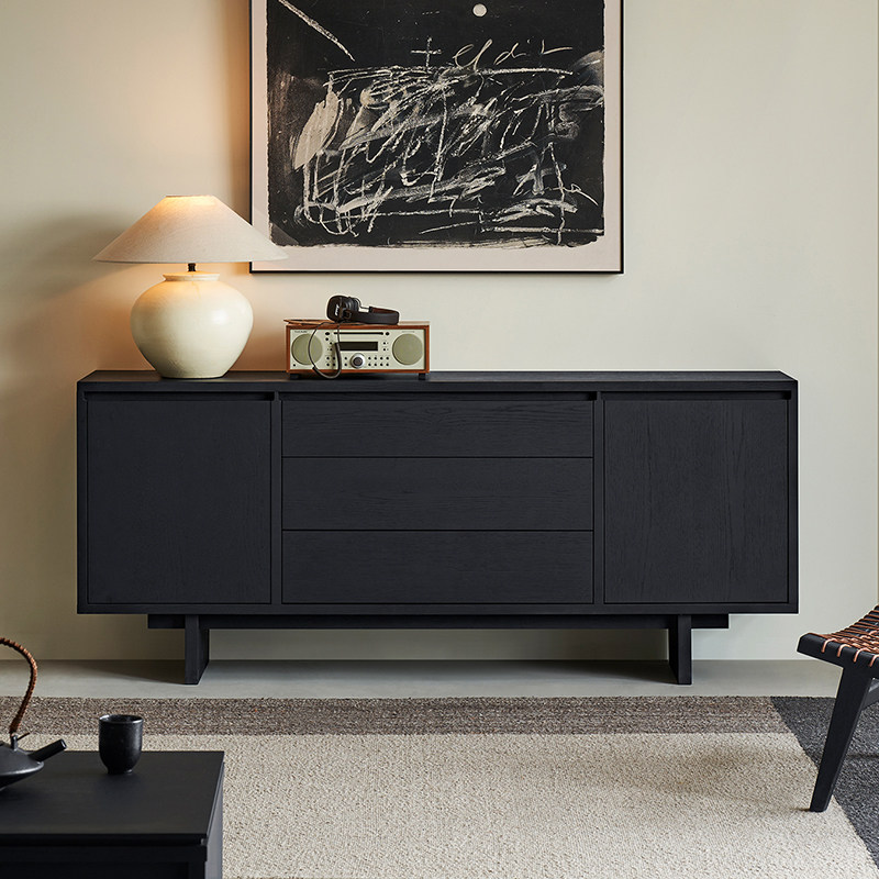 中古风实木餐边柜靠墙客厅家用装饰储物柜现代简约橡木入户玄关柜,淘宝优惠券,粉丝福利购,淘宝优惠卷