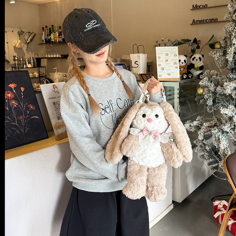 女生外出双肩包可爱多巴胺高颜值安抚小女孩背包冬季长耳朵毛绒包,淘宝优惠券,粉丝福利购,淘宝优惠卷