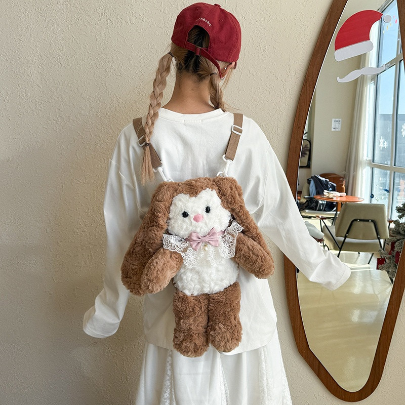 女生外出双肩包可爱多巴胺高颜值安抚小女孩背包冬季长耳朵毛绒包,淘宝优惠券,粉丝福利购,淘宝优惠卷