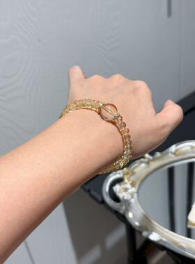 天然巴西黄水晶宽度6mm左右黄水晶直切小众定制黄水晶手串