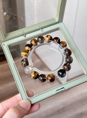 天然水晶原创定制手链男女闪电黄虎眼石手串茶晶高端手串秋冬款