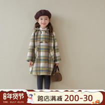 Girls great clothes 2023 Winter new childrens foreign pistachio fur Spring and autumn jacket baby with long blouses in the hat