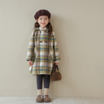 Girls great clothes 2023 Winter new childrens foreign pistachio fur Spring and autumn jacket baby with long blouses in the hat