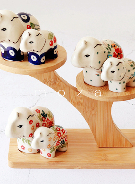 波兰进口手绘陶瓷可爱小象摆件