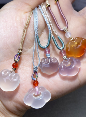 男女玉髓玉锁吊坠帝王紫