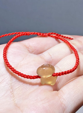 天然冰透生肖通孔马玛瑙手链