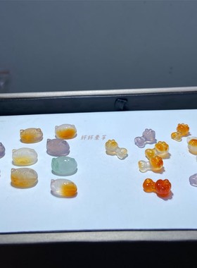 法棍猫天然俏色冰透玛瑙猫头通孔手链男女款 玉髓猫咪手绳猫爪