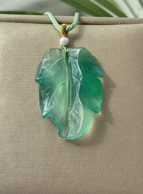 双面项坠玉髓女手工叶子