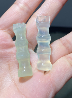 天然岫玉金鱼葫芦竹节吊坠