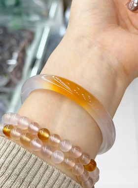 一口糖冰透玛瑙手镯鸿运当头