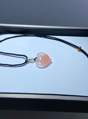 桃花酿爱心吊坠项链金丝玉玉石坠饰品玉坠玉挂件心心相印心连心