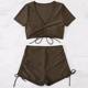Boxer split swimsuit conservatively covers belly and makes you look thin