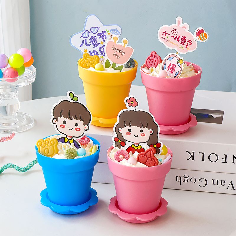 70ml盆栽慕斯杯蛋糕杯一次性慕斯蛋糕杯防尘高脚甜品点心展示架 - 图1