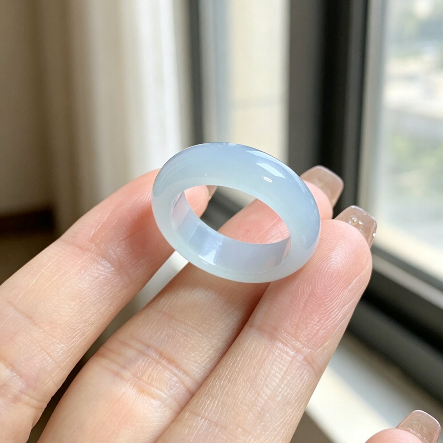 Burmese jade A-grade ice-seed wide version women’s ring