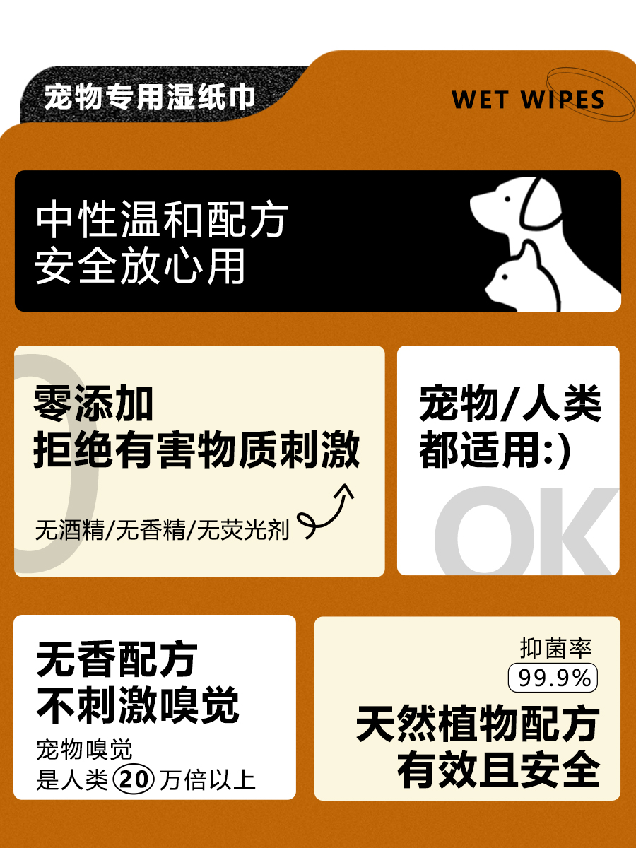 台湾臭味滚Odout宠物狗狗专用湿巾除臭免洗屁股清洁湿纸巾50抽-图2