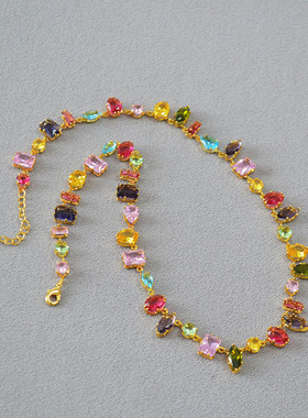 日韩小众设计糖果彩色宝石项链