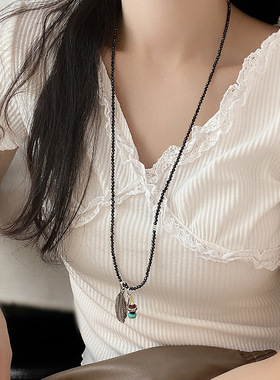 槐序HX【草莓系列】925银多种戴法黑晶尖项链女简约可选DIY设计款