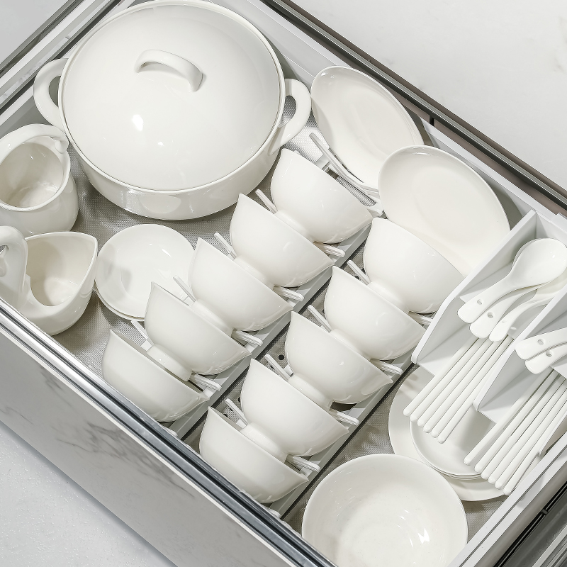 釉下彩餐具套装高温纯白瓷2024年新款碗盘碟子高级感碗盘套装家用 - 图1