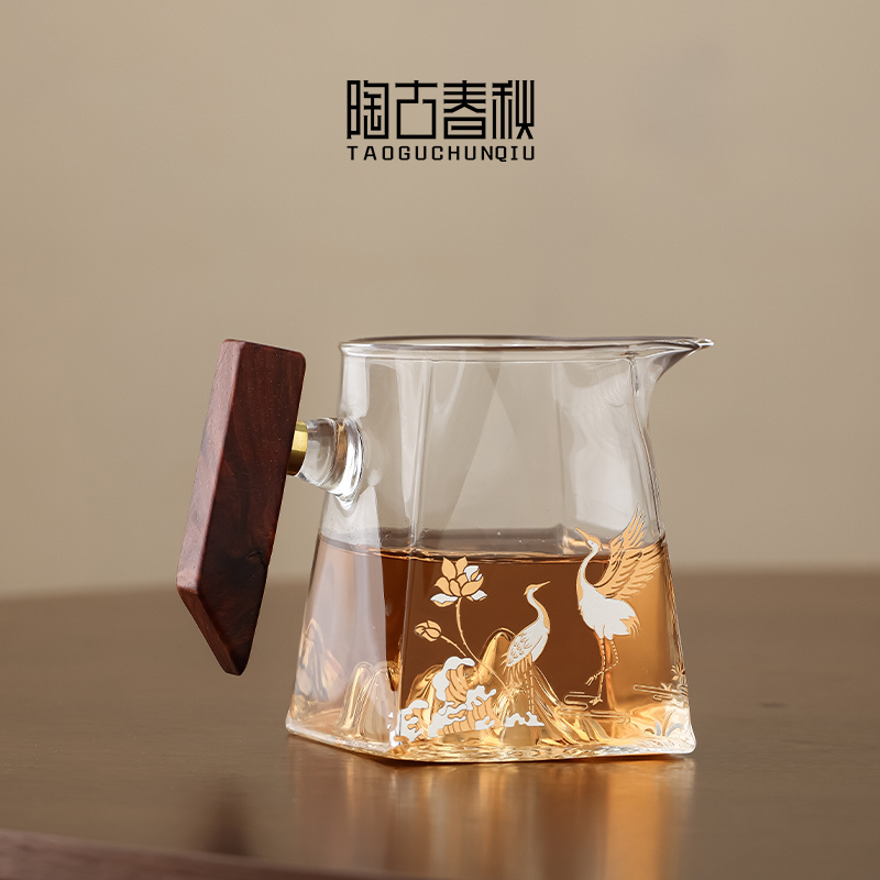 高档玻璃公道杯茶漏套装耐热高硼硅防烫功夫茶具公杯茶海茶叶过滤-图1