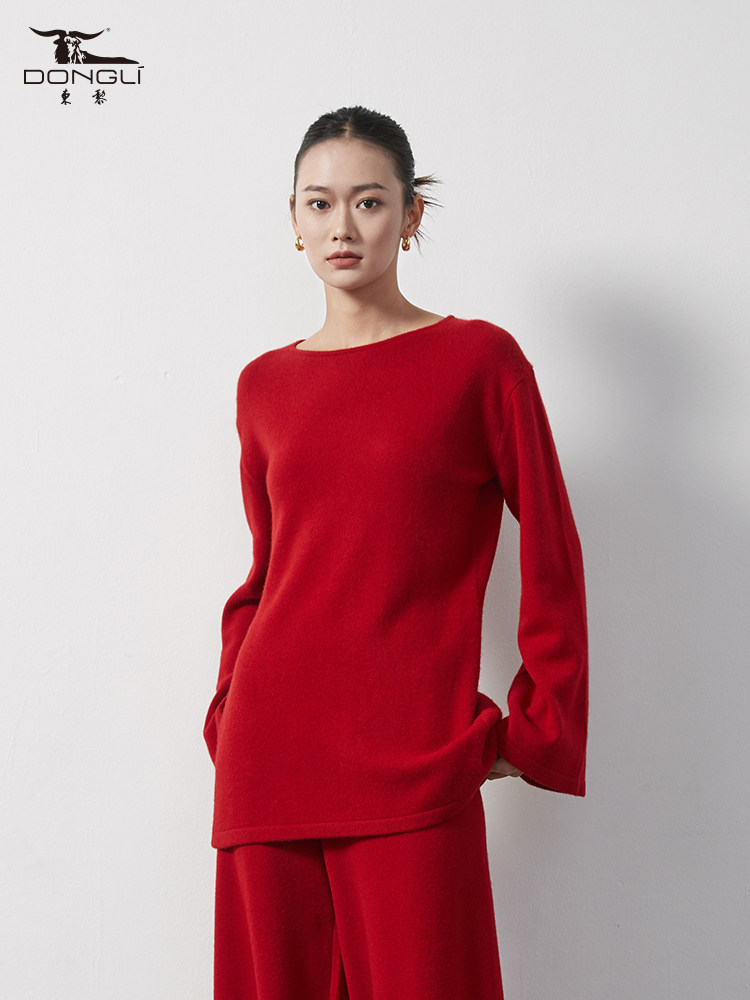 东黎山羊绒春秋纯绒女士针织宽松侧开叉喇叭袖羊绒衫,淘宝优惠券,粉丝福利购,淘宝优惠卷
