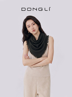 东黎 山羊绒 复苏的呼吸-暖阳 女士春季强缩绒经典格子方巾6301