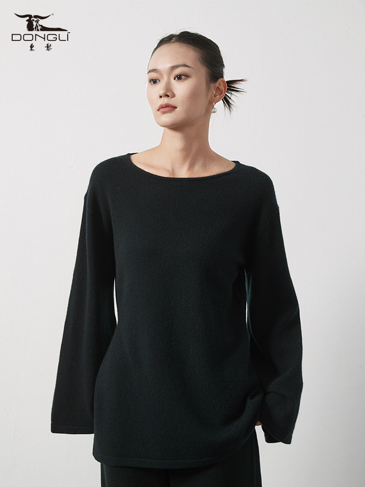 东黎山羊绒春秋纯绒女士针织宽松侧开叉喇叭袖羊绒衫,淘宝优惠券,粉丝福利购,淘宝优惠卷