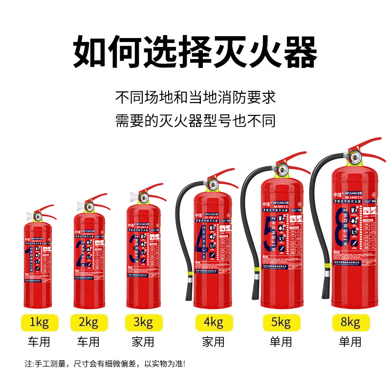 灭火器4公斤新国标干粉手提式商铺用家用店用车载12358kg消防套装 - 图0