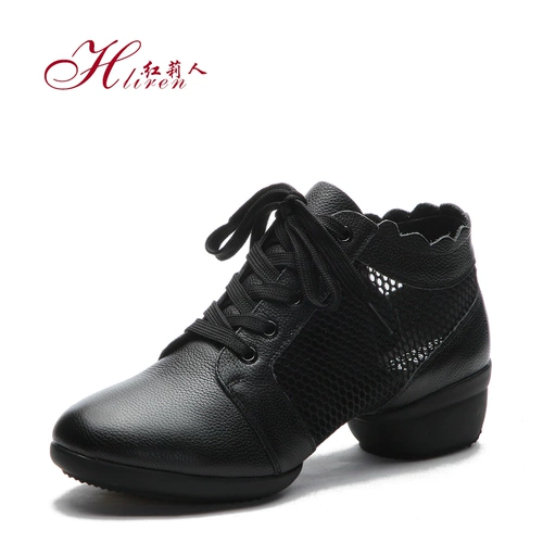 红莉人 Летние дышащие туфли, современная танцующая обувь, из натуральной кожи, мягкая подошва