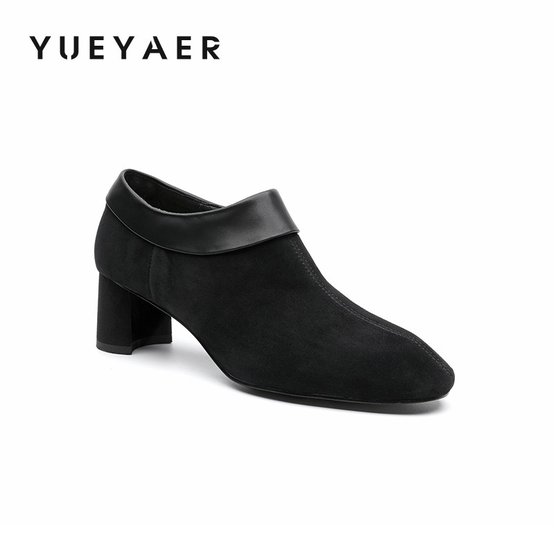 月芽儿2025新款复古风圆头粗跟深口单鞋女高跟鞋一脚蹬通勤工作鞋,淘宝优惠券,粉丝福利购,淘宝优惠卷