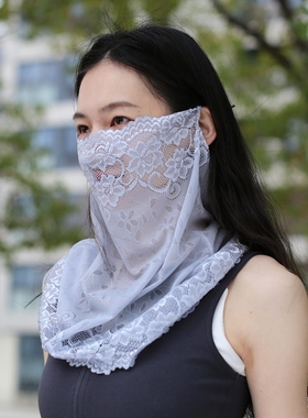 夏季防晒神器开车全脸遮阳蕾丝女