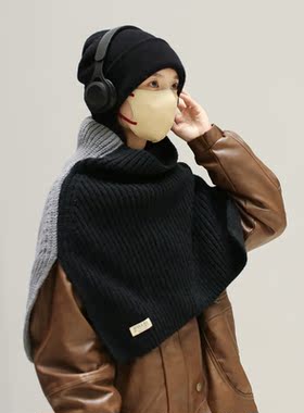 开叉简约女中世纪披肩护颈肩针织