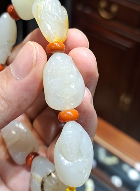 异宝阁手链手串和田玉籽料红皮