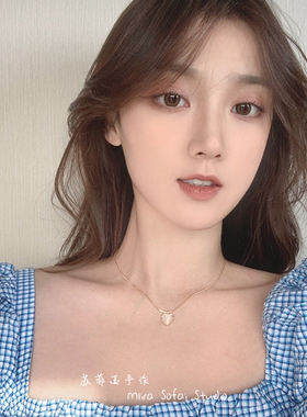 轻奢小众猫眼石爱心项链