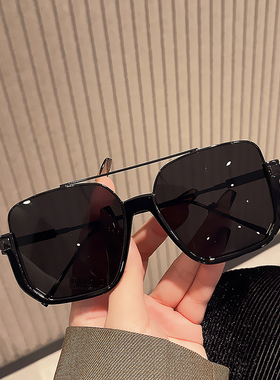 022新款男士韩版复古大框茶色