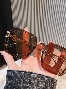 圆框灰色墨镜女夏季防晒