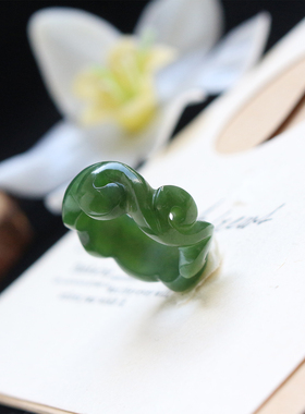 原创和田玉碧玉如意戒指