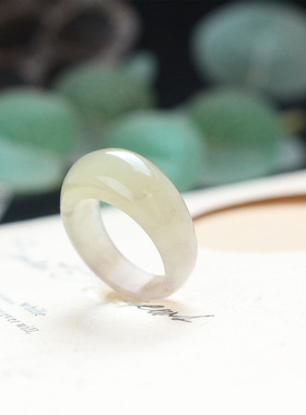 原创和田玉烟紫馒头戒指