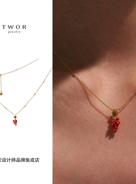 Dare买手店 TWOR正品 玛瑙浆果串锁骨链925银复古高级精致通勤链