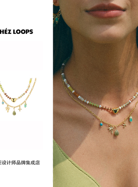 CHEZ LOOPS 柠檬椰树串珠项链原创设计天然石度假叠戴首饰气质女
